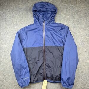 Rokka & Rolla Jacket Mens Small Blue Hooded Full Zip Windbreaker Lined Outdoor